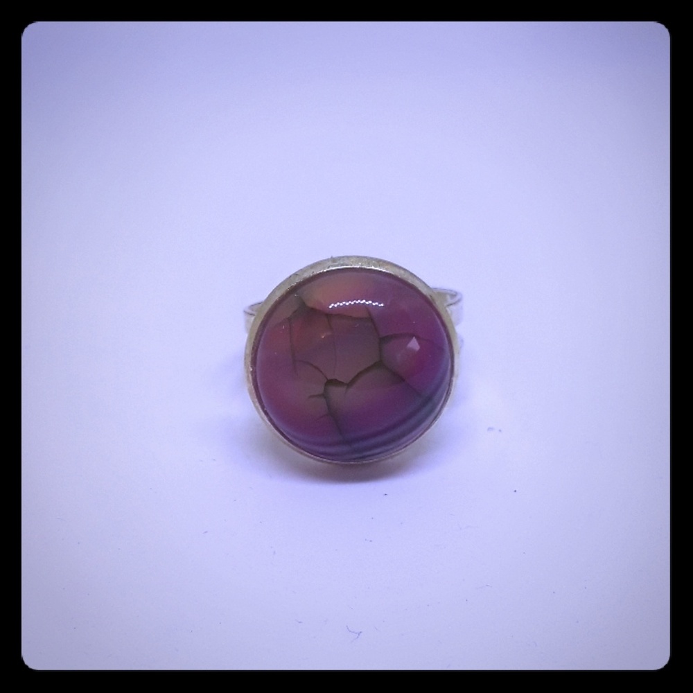 pink Gem  ring with sliver color base